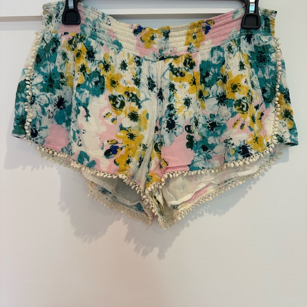 O'Neill Floral High Waist Shorts - Pink, Yellow, Green